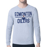Edmonton Oilers Starter Mesh Look Team Name Logo Long Sleeve T-Shirt - Heather Gray - NHL 202296721