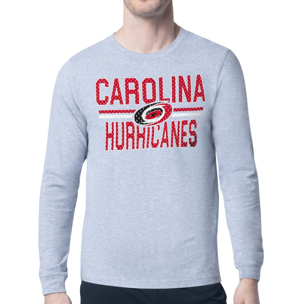 Carolina Hurricanes Starter Mesh Look Team Name Logo Long Sleeve T-Shirt - Heather Gray - NHL 202296724