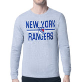 New York Rangers Starter Mesh Look Team Name Logo Long Sleeve T-Shirt - Heather Gray - NHL 202296738