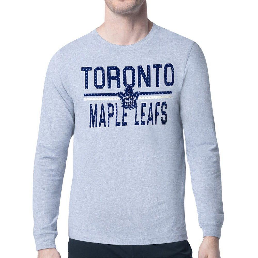 Toronto Maple Leafs Starter Mesh Look Team Name Logo Long Sleeve T-Shirt - Heather Gray - NHL 202296741