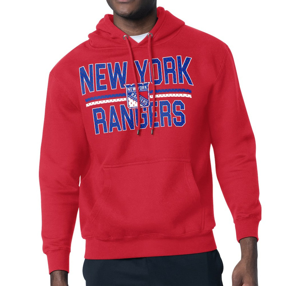 New York Rangers Starter Mesh Look Team Name Logo Tri-Blend Pullover Hoodie - Red - NHL 202296816