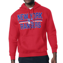 New York Rangers Starter Mesh Look Team Name Logo Tri-Blend Pullover Hoodie - Red - NHL 202296816