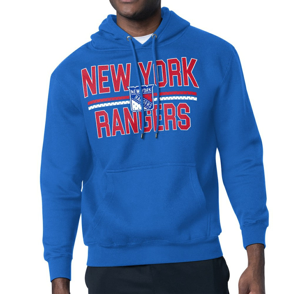 New York Rangers Starter Mesh Look Team Name Logo Tri-Blend Pullover Hoodie - Blue - NHL 202296837