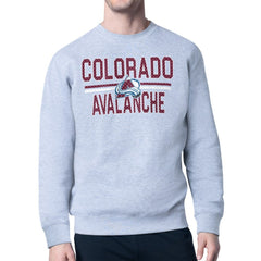Colorado Avalanche Starter Mesh Look Team Name Logo Pullover Sweatshirt - Heather Gray - NHL 202296865