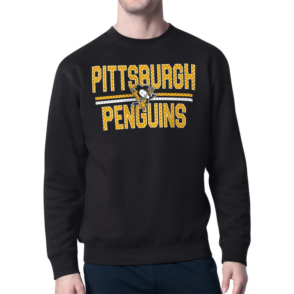 Pittsburgh Penguins Starter Mesh Look Team Name Logo Pullover Sweatshirt - Black - NHL 202296912