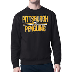 Pittsburgh Penguins Starter Mesh Look Team Name Logo Pullover Sweatshirt - Black - NHL 202296912