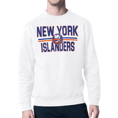 New York Islanders Starter Mesh Look Team Name Logo Pullover Sweatshirt - White - NHL 202296928