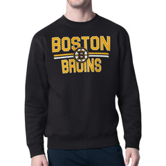 Boston Bruins Starter Mesh Look Team Name Logo Pullover Sweatshirt - Black - NHL 202296950