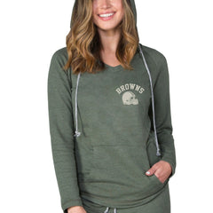 Cleveland Browns Concepts Sport Women's Mainstream Terry Tri-Blend V-Neck Pullover Hoodie Green