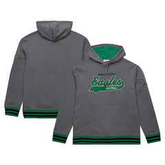 Mitchell & Ness Philadelphia Eagles Vintage Logo Snow Washed Fleece Pullover Hoodie Heather Gray