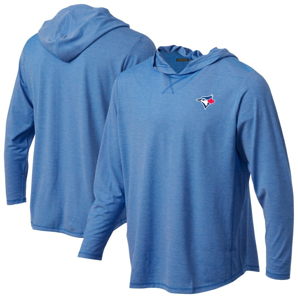 Toronto Blue Jays Butter Stripe Tri-Blend Long Sleeve Hoodie T-Shirt - Royal - MLB Discount
