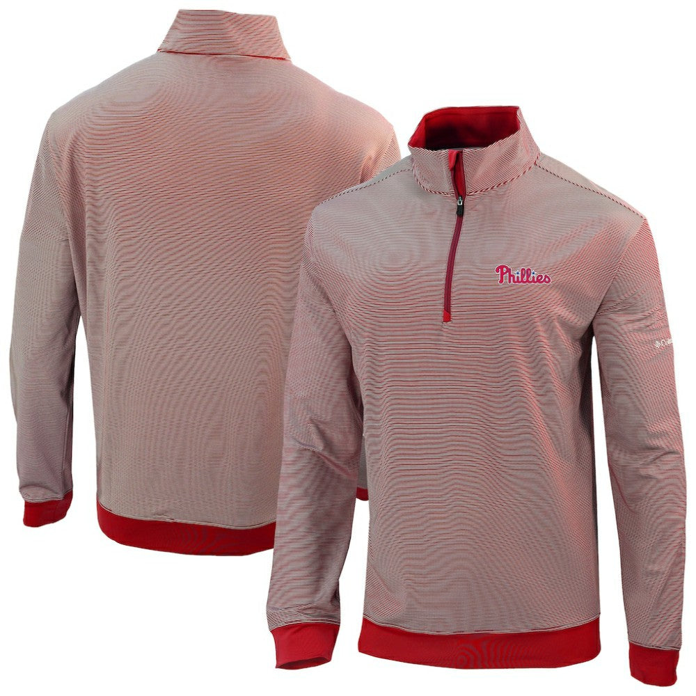 Philadelphia Phillies Columbia Omni-Wick Even Lie Quarter-Zip Pullover Top - Red - Columbia Sale