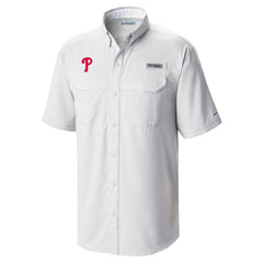 Philadelphia Phillies Columbia Omni-Wick Low Drag Offshore Button-Up Shirt - White - Columbia Sale
