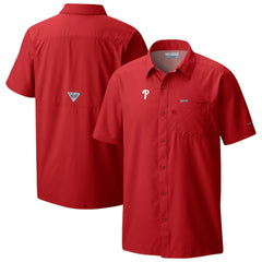 Philadelphia Phillies Columbia Slack Tide Omni-Wick Button-Up Camp Shirt - Red - Columbia Discount