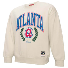 Atlanta Braves Mitchell & Ness Women's Cooperstown Collection Laurel Pullover Sweatshirt - Cream - Mitchell & Ness Discount