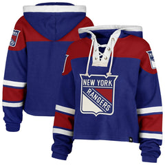 New York Rangers '47 Women's Cropped Superior Lacer Pullover Hoodie - Blue - NHL 202318480