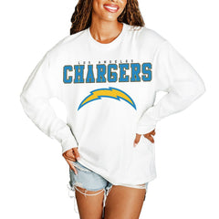 Los Angeles Chargers Gameday Couture Women's Big Goals Oversized Long Sleeve T-Shirt White