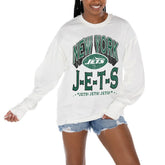 New York Jets Gameday Couture Women's Time Out Oversized Long Sleeve T-Shirt White