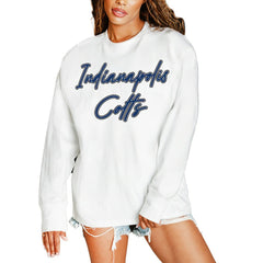 Indianapolis Colts Gameday Couture Women's Classic Comeback Oversized Long Sleeve T-Shirt White