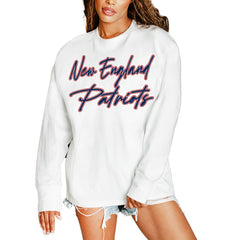 New England Patriots Gameday Couture Women's Classic Comeback Oversized Long Sleeve T-Shirt White