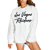 Las Vegas Raiders Gameday Couture Women's Classic Comeback Oversized Long Sleeve T-Shirt White