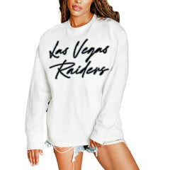 Las Vegas Raiders Gameday Couture Women's Classic Comeback Oversized Long Sleeve T-Shirt White