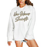 New Orleans Saints Gameday Couture Women's Classic Comeback Oversized Long Sleeve T-Shirt White