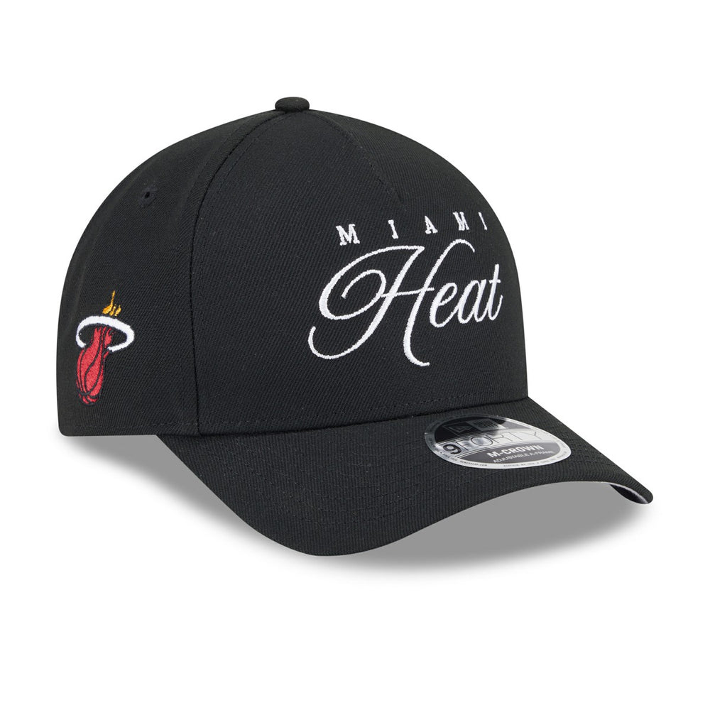Miami Heat 2025 NBA Draft M-Crown A-Frame 9FORTY Adjustable Hat Black | New Era for sale