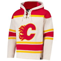 Calgary Flames '47 Rockaway Lacer Pullover Hoodie - Oatmeal - NHL 202325168