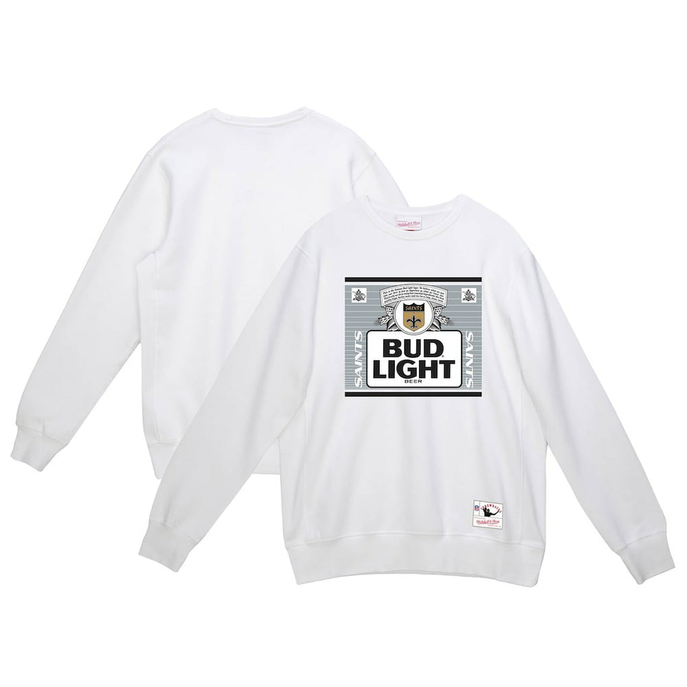 Mitchell & Ness New Orleans Saints x Bud Light The Crest Pullover Sweatshirt White