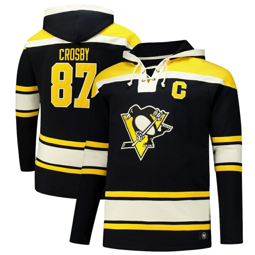 Sidney Crosby Pittsburgh Penguins '47 Big & Tall Lace-up Pullover Hoodie - Black - NHL 202331509