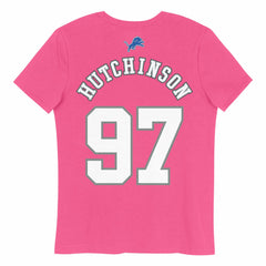 Aidan Hutchinson Detroit Lions Girls Youth Player Name & Number T-Shirt Pink