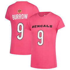 Joe Burrow Cincinnati Bengals Girls Youth Player Name & Number T-Shirt Pink