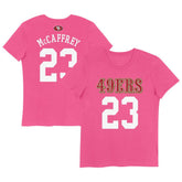 Christian McCaffrey San Francisco 49ers Girls Youth Player Name & Number T-Shirt Pink