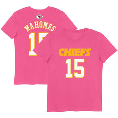 Patrick Mahomes Kansas City Chiefs Girls Youth Player Name & Number T-Shirt Pink