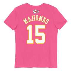 Patrick Mahomes Kansas City Chiefs Girls Youth Player Name & Number T-Shirt Pink