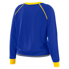 Los Angeles Rams WEAR by Erin Andrews Women's Plus Size Tie-Front Long Sleeve Top Royal/Gold