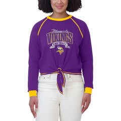 Minnesota Vikings WEAR by Erin Andrews Women's Plus Size Tie-Front Long Sleeve Top Purple/Yellow