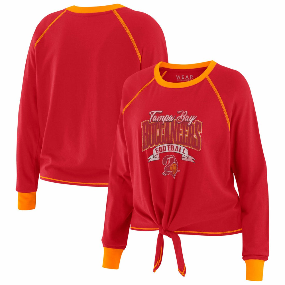 Tampa Bay Buccaneers WEAR by Erin Andrews Women's Plus Size Tie-Front Long Sleeve Top Red/Orange