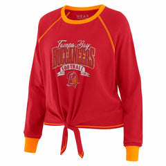 Tampa Bay Buccaneers WEAR by Erin Andrews Women's Plus Size Tie-Front Long Sleeve Top Red/Orange