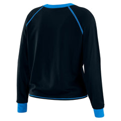 Carolina Panthers WEAR by Erin Andrews Women's Plus Size Tie-Front Long Sleeve Top Black/Blue