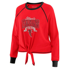 Atlanta Falcons WEAR by Erin Andrews Women's Plus Size Tie-Front Long Sleeve Top Red/Black