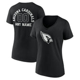 Arizona Cardinals Women's Personalized Name & Number Monochrome V-Neck T-Shirt Black