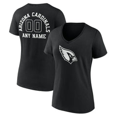 Arizona Cardinals Women's Personalized Name & Number Monochrome V-Neck T-Shirt Black