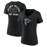 Atlanta Falcons Women's Personalized Name & Number Monochrome V-Neck T-Shirt Black