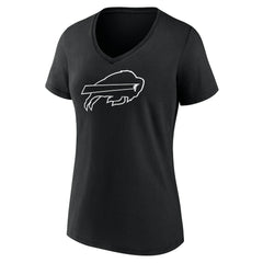 Buffalo Bills Women's Personalized Name & Number Monochrome V-Neck T-Shirt Black