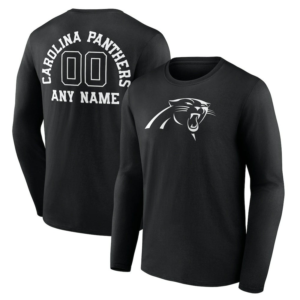Carolina Panthers Personalized Name & Number Monochrome Long Sleeve T-Shirt Black