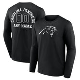 Carolina Panthers Personalized Name & Number Monochrome Long Sleeve T-Shirt Black