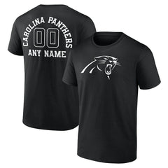 Carolina Panthers Personalized Name & Number Monochrome T-Shirt Black