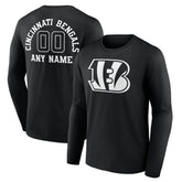 Cincinnati Bengals Personalized Name & Number Monochrome Long Sleeve T-Shirt Black